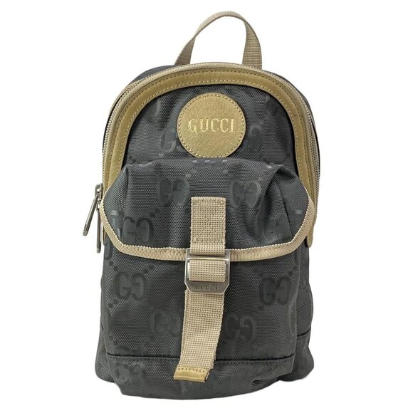 GUCCI Gucci Off the Grid Sling Backpack Dark Gray Beige Nylon - - Picture 1 of 16